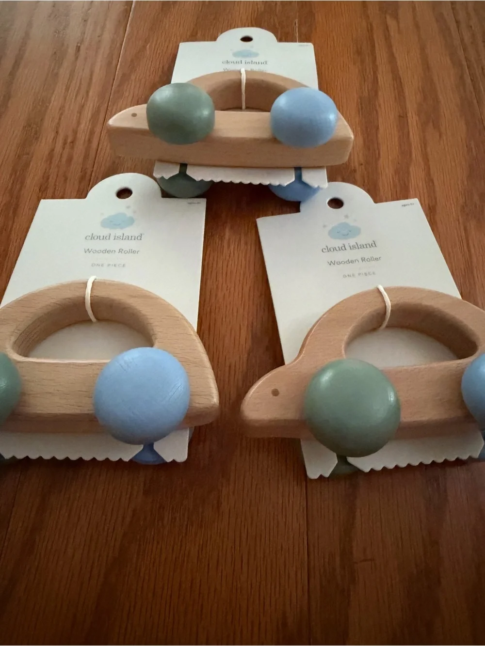 Brand new lot of 3 cloud island Wooden Car Roller Toy Cars Wheels Imaginative